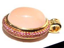$4750 DAVID YURMAN 18K GOLD PINK SAPPHIRE ROSE QUARTZ ENHANCER PENDANT