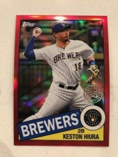 KESTON HIURA 2020 Topps Chrome 35th Anniversary 1985 RED REFRACTOR # 3/5 Brewers
