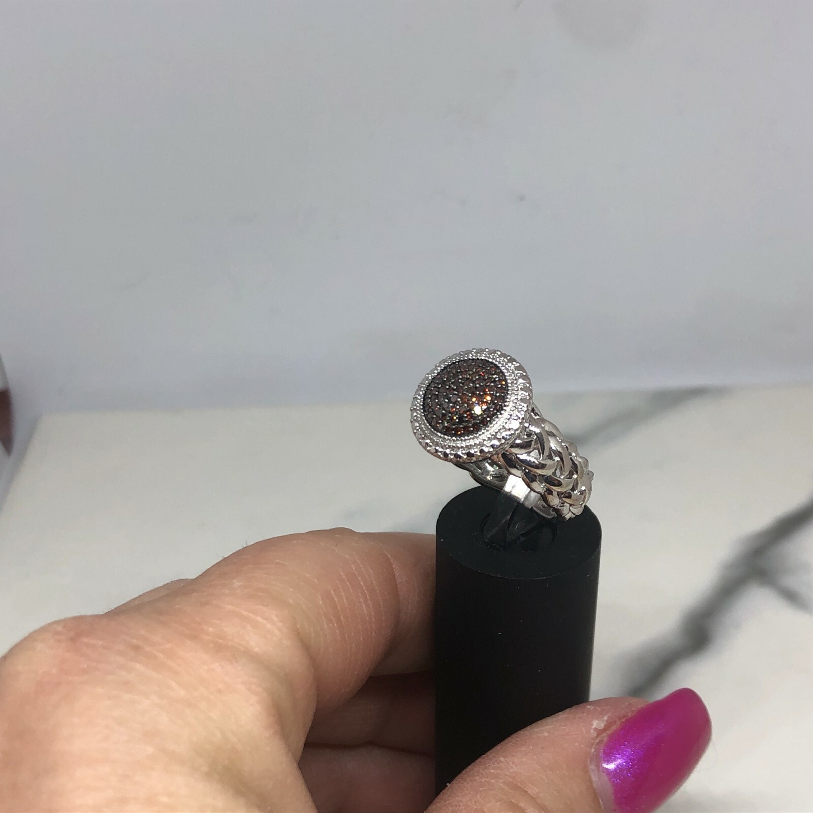 Affinity Diamond Sterling Silver Textured Band Re… - image 7