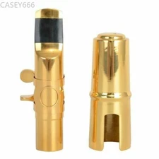#5-9 Gold Soprano Saxophone Sax Metal Mouthpiece w/ Cap Ligature Good Sound