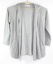 Kensie Womens Size Large Gray Drapey Fleece Hooded Jacket New With Tags