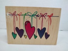 Kathy Davis Collection Inkadinkado Rubber Wood Back Single Stamp Hearts 90086
