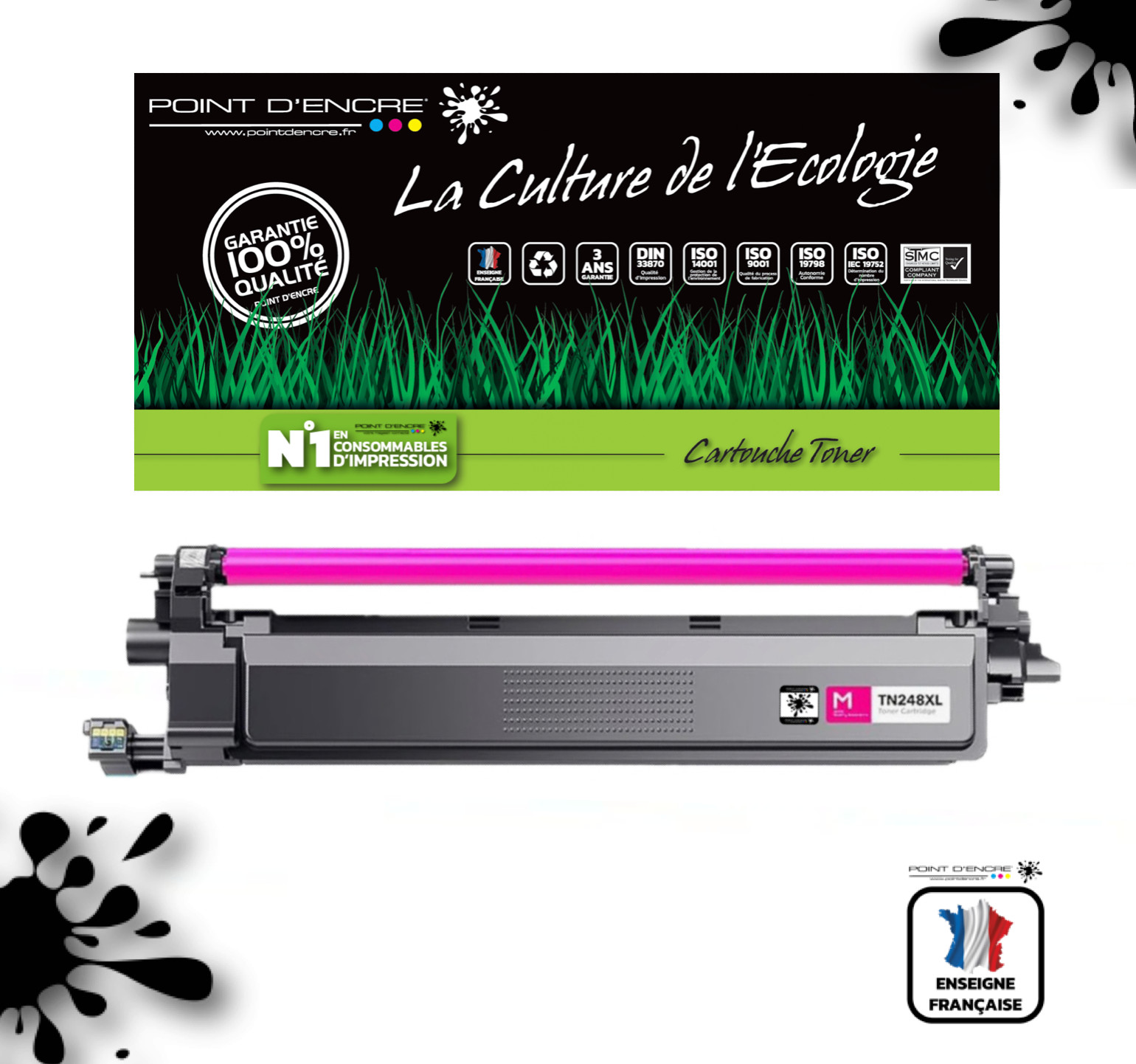 Toner TN248XL MAGENTA POUR BROTHER aux couleurs éclatantes et séchage instantané