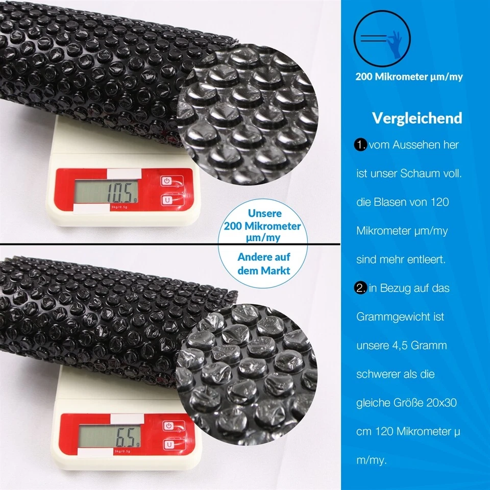 Poolabdeckung Solarfolie Wärmeplane PVC Schwarz Abdeckung Schwimmbad Ösen - Bild 4 von 4