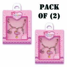 Pack of 2 New Charming Princess Bracelet with three pretty charms by Hot Focus