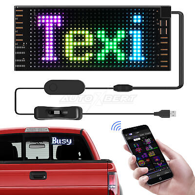 LED Matrix Panel USB Scrolling Bright Car RGB Light Signs APP Control  Display