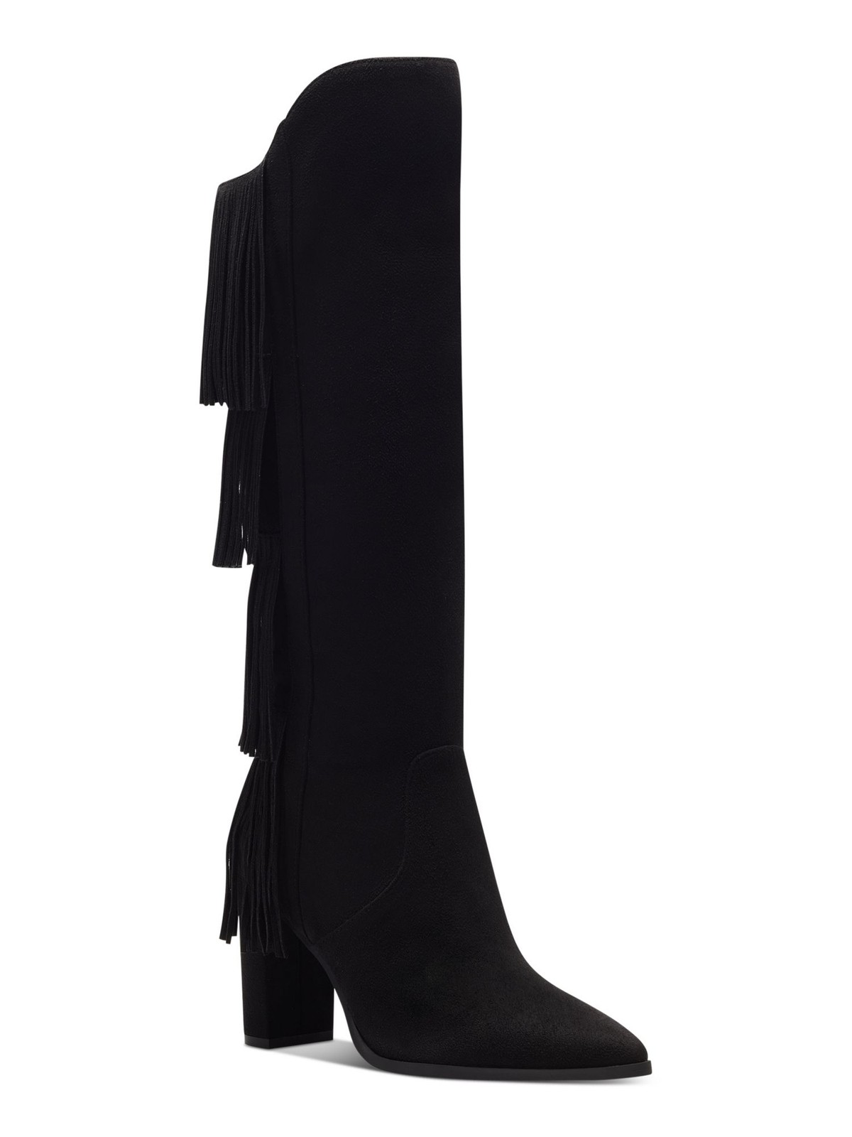 INC Womens Black Fringed Yomesa Pointed Toe Block Heel Zip-Up Heeled Boots 7 M 6390₽