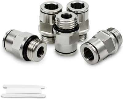 5 Stück 4mm Schlauch AD x 1/8'' BSP Außengewinde mit O-Ring gerade vernickeltes M
