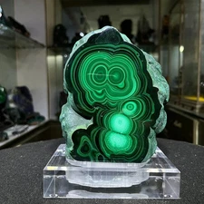 5.73LB Natural malachite quartz crystal Mineral specimen +stand