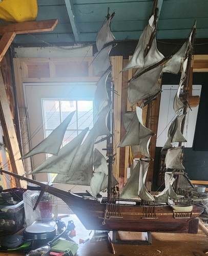 Modelo de barco de madera vintage velero cortapelos barco decoración náutica. Muy grande - Imagen 4 de 24