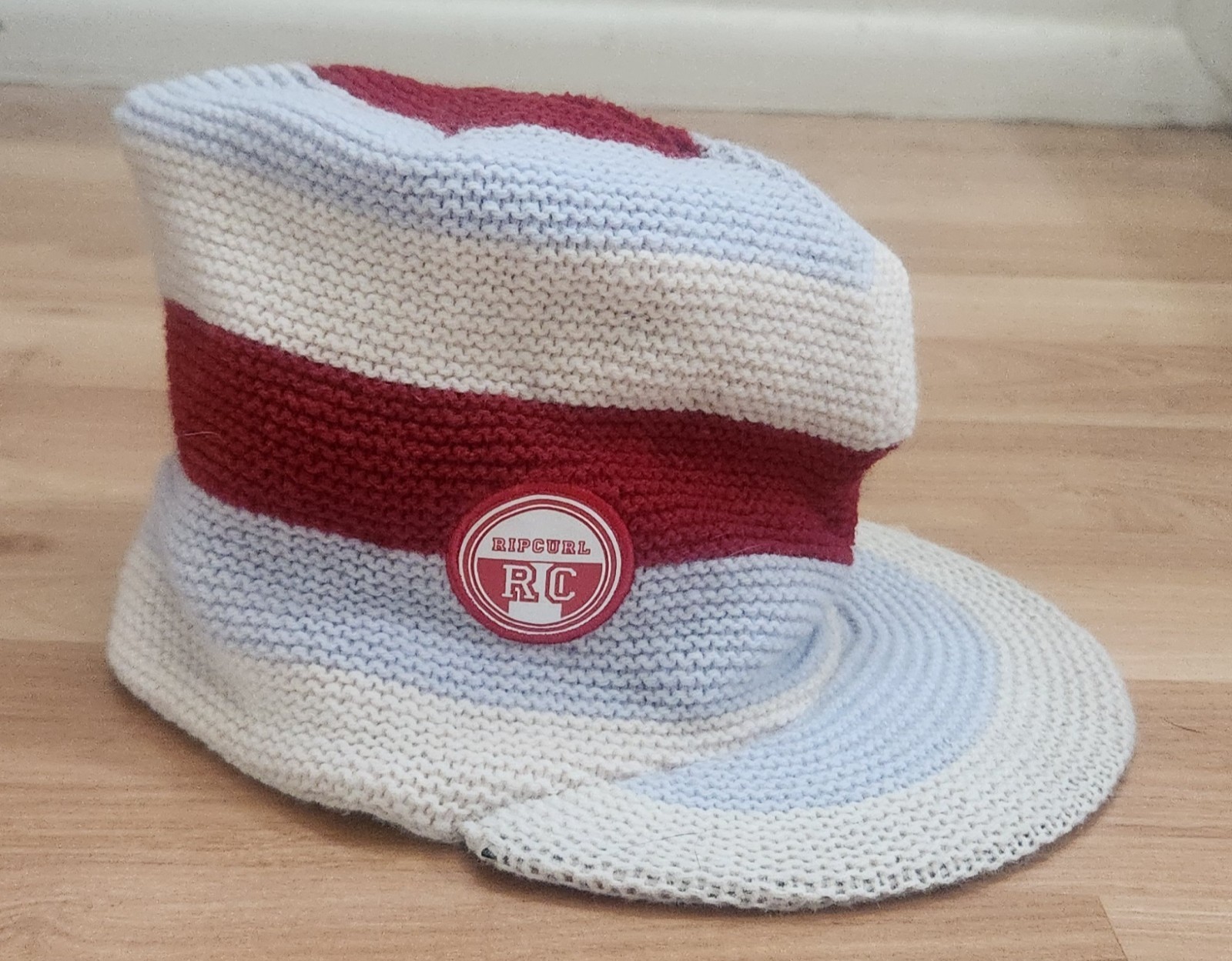 Rip Curl Vintage Wool Beanie/Bucket with Brim Hat Super Rare Old Logo Patch 1 Sz image 3