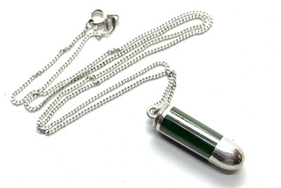 Sterling Silber Jade Nephrit Kugelform Anhänger Halskette