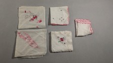 Vintage Lot Of 5 Delicate Pink Handkerchiefs Whimsical Pink Cottage/Grandma Core