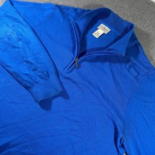 L.L.Bean Mens L Tall Blue Cotton Cashmere 1/4 Zip Pullover Sweater