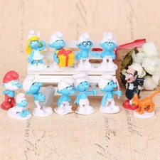 12pcs Mini Blue Elf Figures Set PVC Cake Topper Dolls Kids Birthday Party Gift