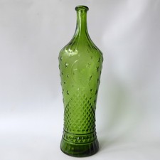 Vintage glass Empoli genie bottle decanter, green moon & stars 1970s retro A/F