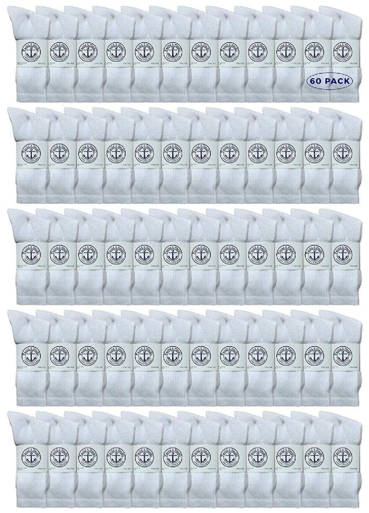 60 Pairs of Yacht & Smith Men's Wholesale Bulk Cotton Socks, Size 10-13 (White)
Opens in a new windo