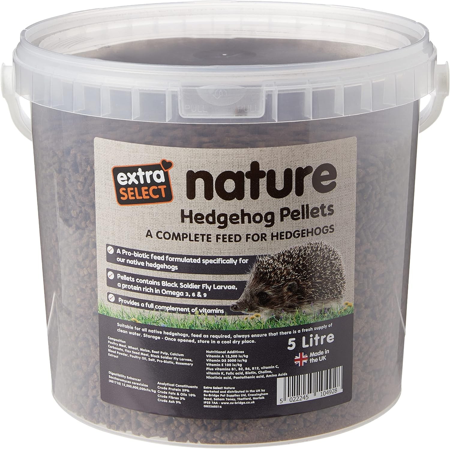 Extra Select ""Nature"" Complete Hedgehog Pellet Food Tub, 5 Litre
