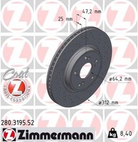 2X Zimmermann Bremsscheibe 280.3195.52 FüR Honda