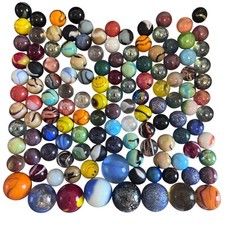Vintage Machine Made Glass Marble Lot 1lb 12oz Shooters Colorful Sets