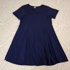 Vestido Avenue azul marino texturizado calce y acampanado para mujer talla grande 18 20 manga corta