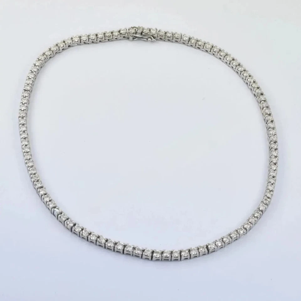 14k Solid Gold Lab Grown Diamond VVS1 E Color 9Ct Diamond Tennis 17In Necklace - Image 3 of 4