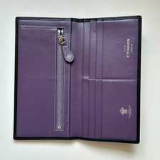 ETTINGER Authentic Leather Long Wallet Royal Collection Black and Purple