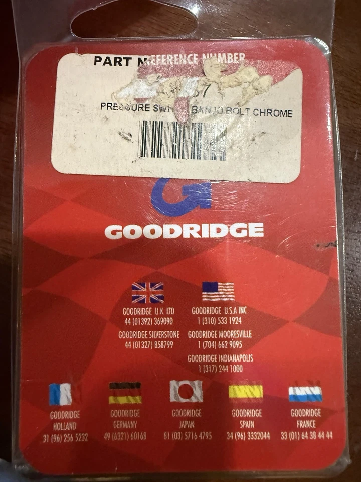 Interruptor de presión Goodridge Banjo Bolt cromado para Harley Davidson Foto 2 de 3