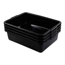 4 PCS 8 L Black Small Plastic Kitchen Bus Tubs Commercial Box Bin Dishware