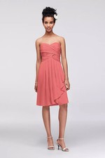 DAVID'S BRIDALNWT Short Crinkle Chiffon Dress with Front CascadeSTYLE# F14847