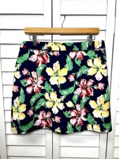 RLX Ralph Lauren Tropical Floral Golf Pickleball Skort Women s Size Medium Navy