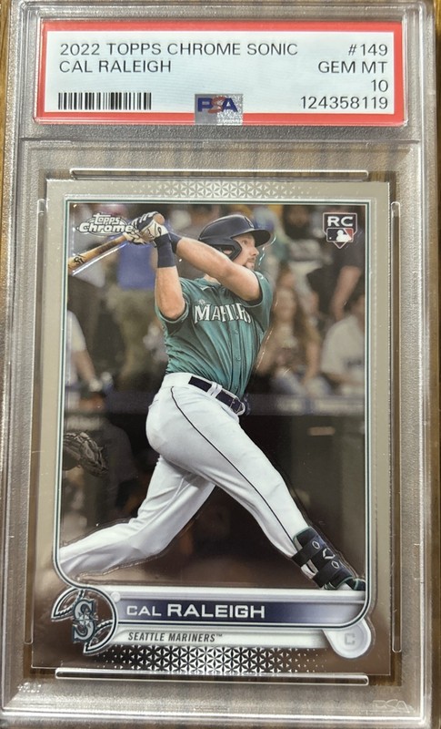 2022 Topps Chrome Sonic Cal Raleigh RC Refractor #149 PSA 10 Seattle Mariners