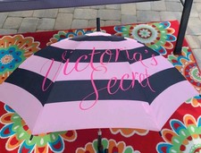 Victoria's Secret Signature Logo Pink/Black Full Size 36" Wide Parasol Umbrella
