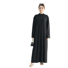 Ramadan Long Inner Dress Muslim Women Abaya Dubai Kaftan Evening Maxi Robe Loose