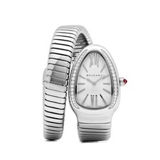 BVLGARI Serpenti Tubogas 101827 Stainless Steel Silver Opaline Dial Diamond