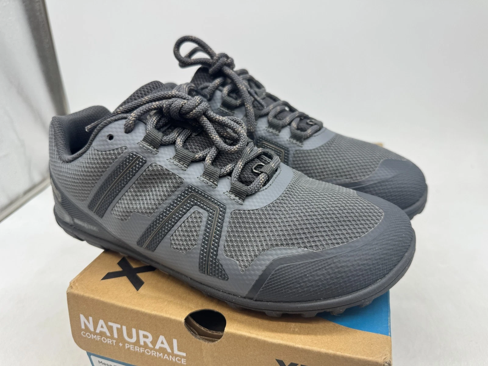 Xero Shoes Mens Mesa Trail Waterproof Barefoot Trail Run Shoe Steel Gray - 8.5