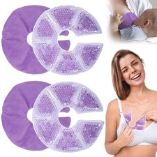 Breast Therapy Gel Pads Hot Cold Reusable Microfiber Covers 2 Pairs 6.7 in