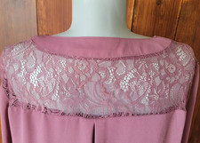 Blusa Floral Encaje Transparente Mujer M Púrpura Claro Negocios Profesional Elegante Elegante