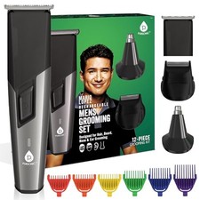 Hair Beard Trimmer for Men - 12 Piece Mario Lopez Cordless Rechargeable