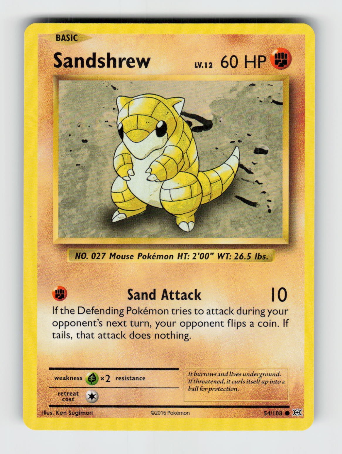 Sandshrew 54/108 - Pokemon - Evolutions - Common - NM