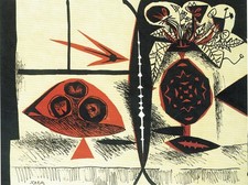 Pablo Picasso - Composizione con vaso di fiori 1947 A1-A4 Poster Arte Pittura Albero