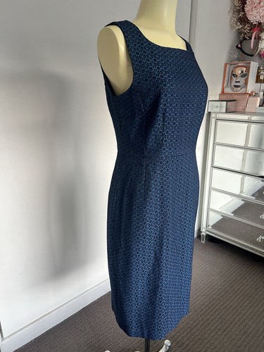 Anna Thomas Dress 8 Navy Blue Pencil Sleeveless Work Office corporate Rrp $898 - Picture 3 of 16