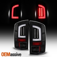 Fits 2007-2009 Dodge Ram 1500 2500 3500 Led Light Bar Tail Lights Pair - Black