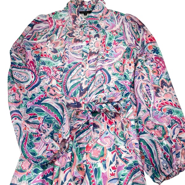 Womens size 6, Portmans, lined lightweight colourful shirt dress, EUC