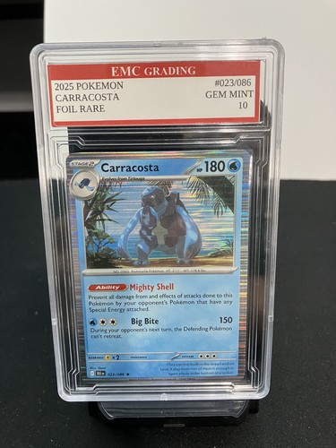 CARRACOSTA 2025 RARE FOIL #023/086 Pokemon Card GRADED 10 TCG CCG