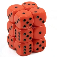 Chessex D&D Dice Set – 16mm Opaque Orange/Black Polyhedral, 12-Piece (CHX25603)