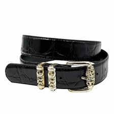 VINTAGE DONNA KATZ LEATHER BELT WESTERN BOHO CLASSIC PREPPY BLACK SILVER SIZE M