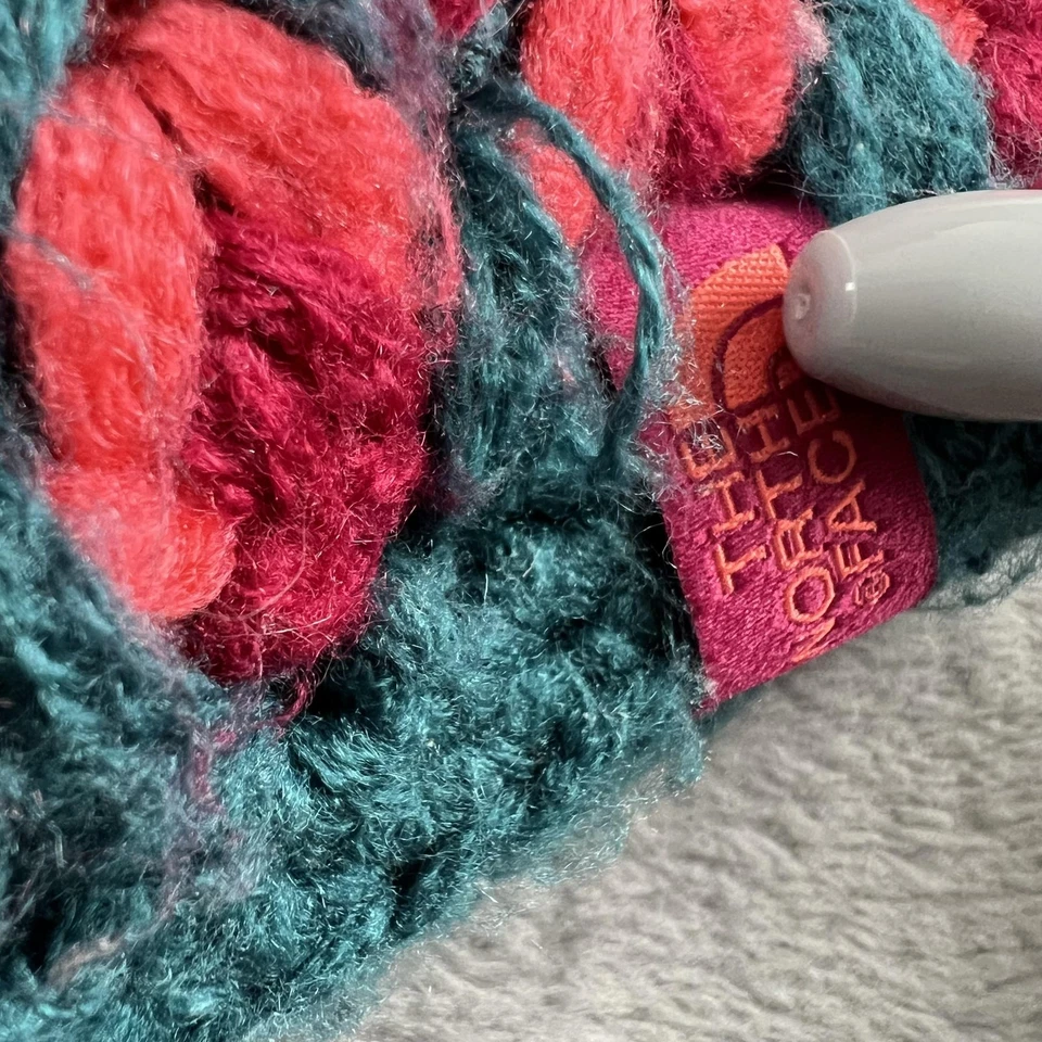 Gorro ajustado The North Face talla única adulto rojo azulado tejido polar forrado esquí Foto 3 de 4