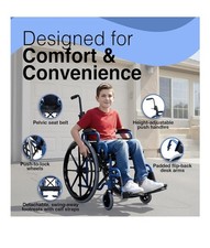 Dynarex 12" Wide Kids Pediatric Wheelchair With Telescoping Handles, Teal