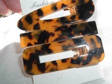 3 TORTOISE LUCITE HAIR CLIPS BARRETTES NEW W TAG